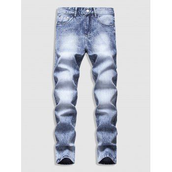 

Snow Wash Long Casual Jeans, Light blue