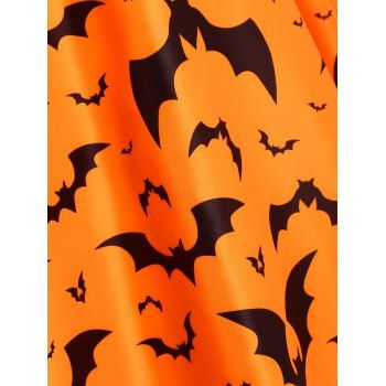 Halloween Allover Bat Print Dual Strap Cape A Line Dress