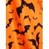 Halloween Allover Bat Print Dual Strap Cape A Line Dress - DARK ORANGE S