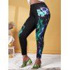 Legging Moulant à Imprimé Papillon à Coupe Haute de Grande Taille - Noir 1X