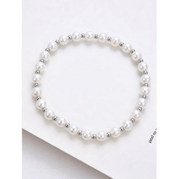 

Faux Pearl Beading Elastic Bracelet, Silver