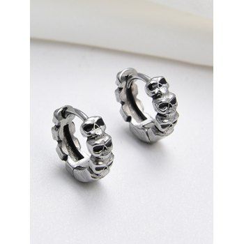 

Stainless Steel Skulls Shape Huggies Earrings, Silver