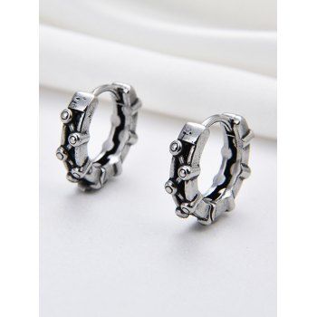 

Gothic Carved Huggies Earrings, Silver