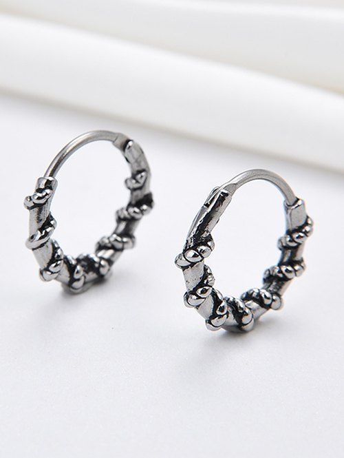Carved Rope Shape Stainless Steel Earrings - SILVER 