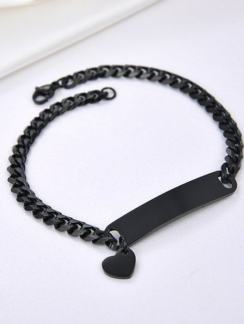 Bracelet Charmant Chaîne Cœur en Acier Inoxydable - Noir 