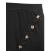 Plus Size Uneven Pep Hem Buttoned Midi Skirt - BLACK 3X