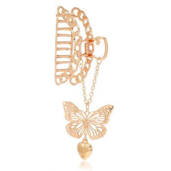 

Hollow Out Butterfly Pendant Chain Hair Claw, Golden