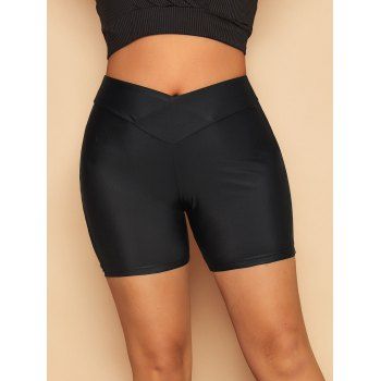 

Plus Size Tulip Waist Boyleg Beach Shorts, Black