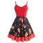 Cartoon Snowflake Lace Up Christmas Plus Size Dress - RED 1X