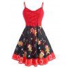 Cartoon Snowflake Lace Up Christmas Plus Size Dress - RED 3X