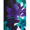 Plus Size Criss Cross Flower Print Asymmetric Dress - BLACK L