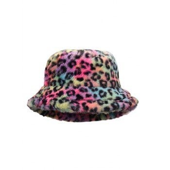 

Retro Fluffy Printed Bucket Hat, Leopard