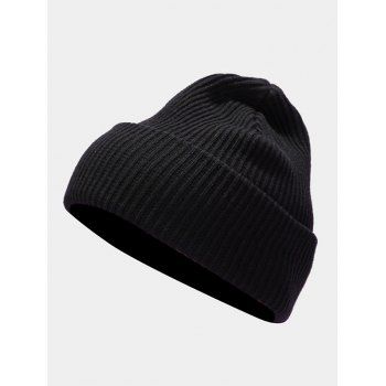 

Turn-up Cuff Ribbed Knitted Hat, Black