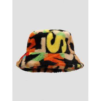 

Retro Fluffy Printed Bucket Hat, Yellow