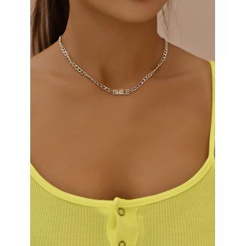 

Smile Diamante Letter Chain Necklace, Silver