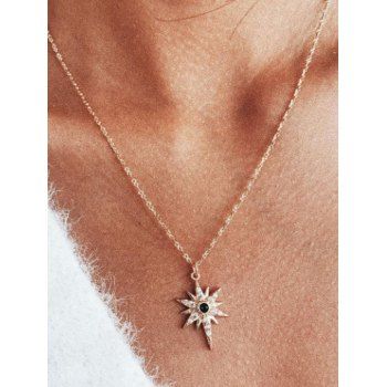 

Brief Star Pendant Rhinestone Necklace, Golden