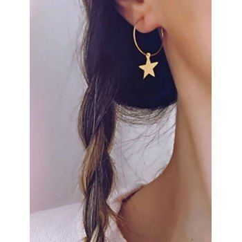 

Brief Star Pendant Hoop Earrings, Golden