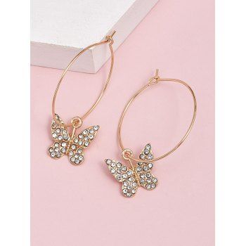 

Butterfly Rhinestone Pendant Hoop Earrings, Golden