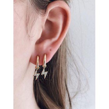 

Small Hoop Diamante Lightning Pendant Earrings, Golden