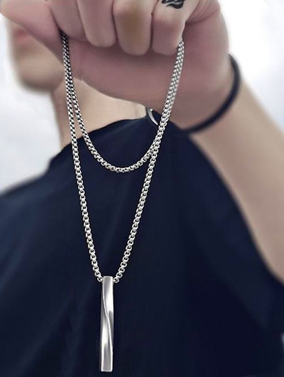 Collier Charmant Simple Torsadé en Acier Inoxydable - Argent 