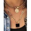 Round Coin Lock Chain Layered Necklaces - GOLDEN 