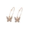 Butterfly Rhinestone Pendant Hoop Earrings - GOLDEN 