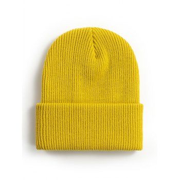 

Winter Solid Ribbed Knitted Beanie, Corn yellow