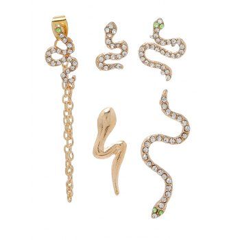 

5Pcs Snake Rhinestone Chain Stud Earrings Set, Golden
