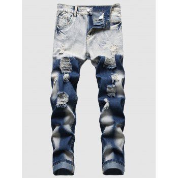 

Faded Wash Ripped Jeans, Deep blue