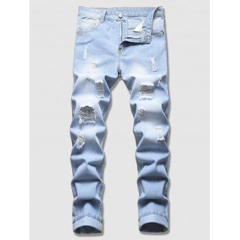 

Distressed Destroy Wash Stitching Jeans, Light blue