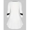 T-shirt Asymétrique Long en Bloc de Couleur de Grande Taille - Blanc 2X