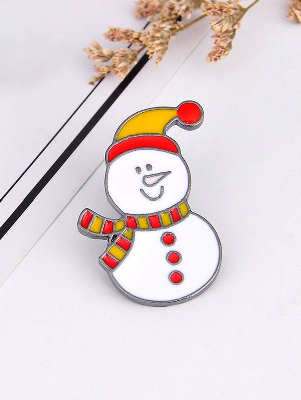 Christmas Snowman Cartoon Glazed Brooch - WHITE 