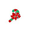 Christmas Candy Cane Shaped Glazed Brooch - RUBY RED 