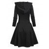 Half Zipper Lace Up Hooded Plaid Dress - BLACK XXXL