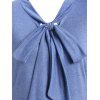 Long Sleeve Tie Knot T-shirt - BLUE XXXL