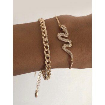 

2 Pcs Chain Snake Bracelet Set, Golden