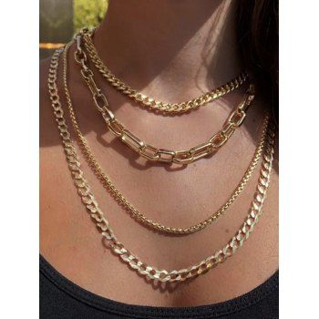 

Multilayered Thick Chain Necklace, Golden