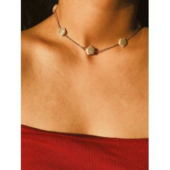 

Flower Shape Faux Pearl Chain Necklace, Golden