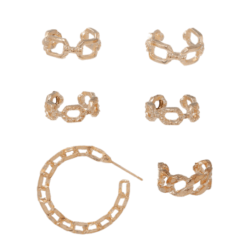 6 Pcs Hollow Out Chain Shape Ear Cuffs Set