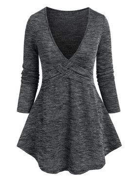 Plus Size Plunging Neckline Crossover Knitwear