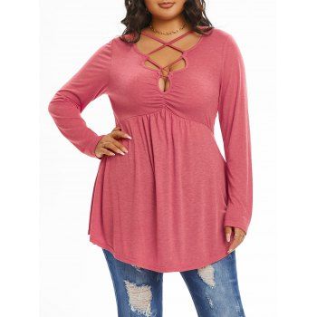 

Plus Size Cutout Crisscross T-shirt, Red