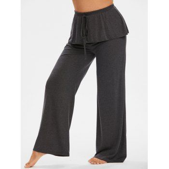 

Plus Size Flounce Tied Wide Leg Pants, Gray