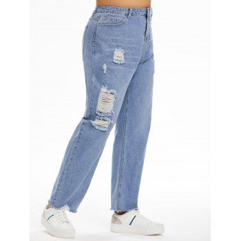 

Plus Size Ripped Wide Leg Jeans, Light blue