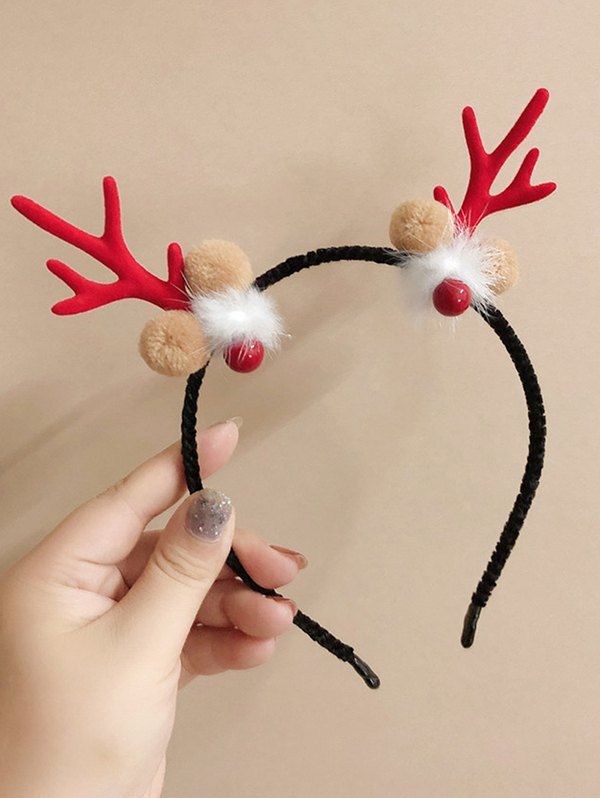 Christmas Elk Antler Shape Fluffy Hairband - RED 