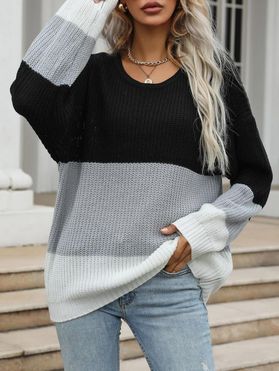 Colorblock Slouchy Tunic Sweater