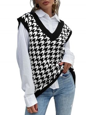 Monochrome Houndstooth Sweater Vest