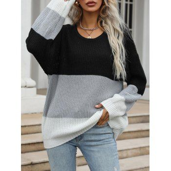 

Colorblock Slouchy Tunic Sweater, Multicolor