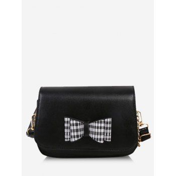 

Plaid Bowknot Small Crossbody Bag, Black