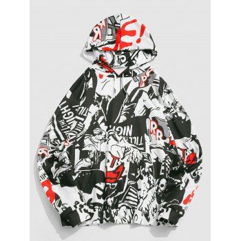 

Kangaroo Pocket Graffiti Graphic Print Hoodie, Multicolor