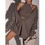 Drop Shoulder Plunging Oversized Knitwear with Cropped Tank Top - LIGHT GRAY L